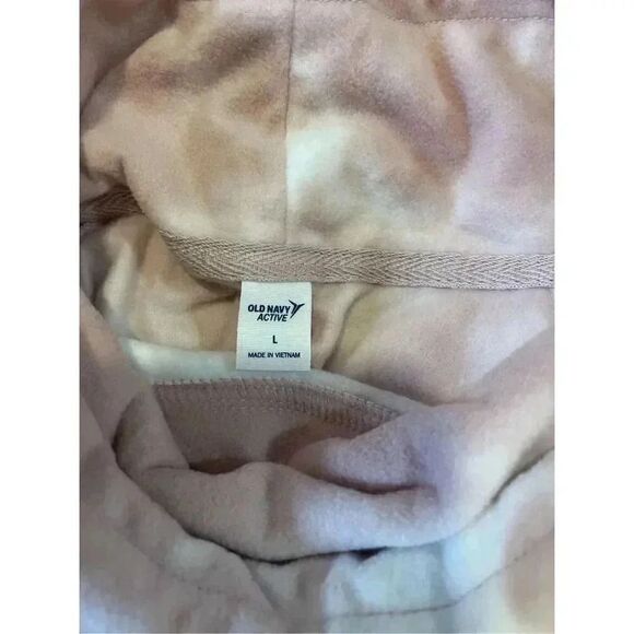 Old Navy Women's Pink Tie Dye Fleece Jacket Size L Mock Neck - Picture 5 of 7
